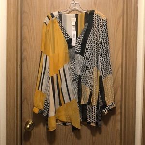 Chico’s size 3 yellow black and white shirt NWT